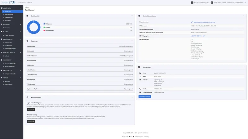 KeyHelp Control Panel - Dashboard