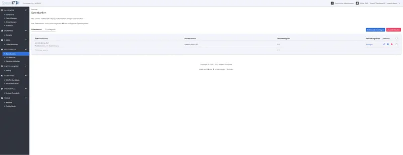 KeyHelp Control Panel - Datenbankverwaltung