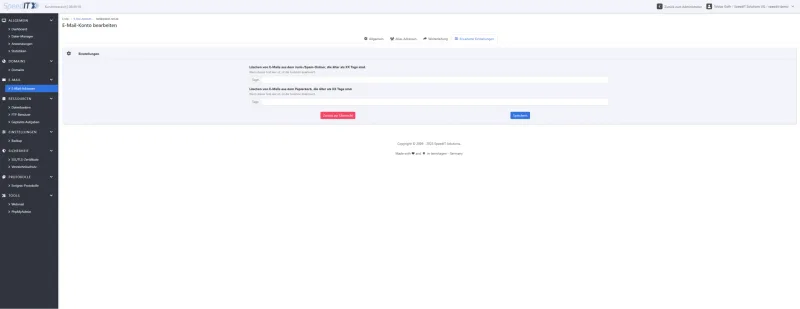 KeyHelp Control Panel - E-Mail - Papierkorb und Spam automatisch leeren