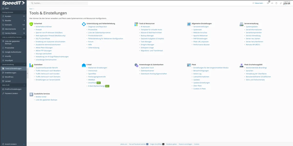 Plesk Control Panel Webinterface