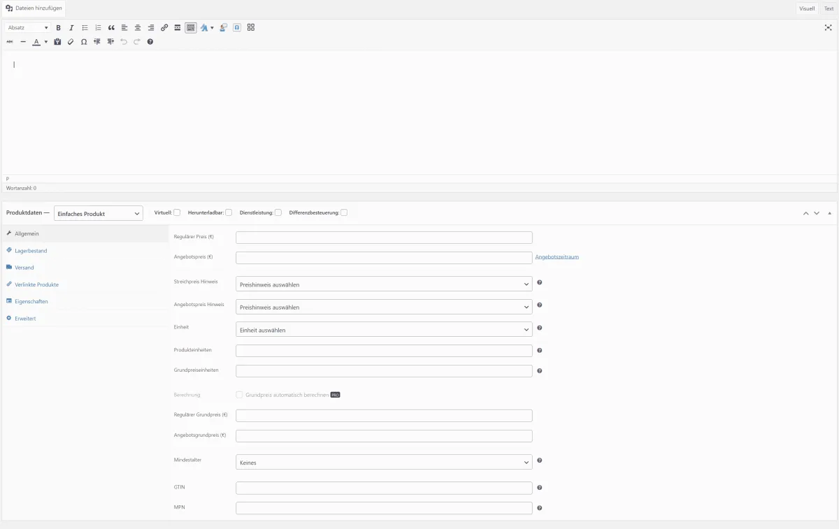 WooCommerce - Produkt hinzufügen