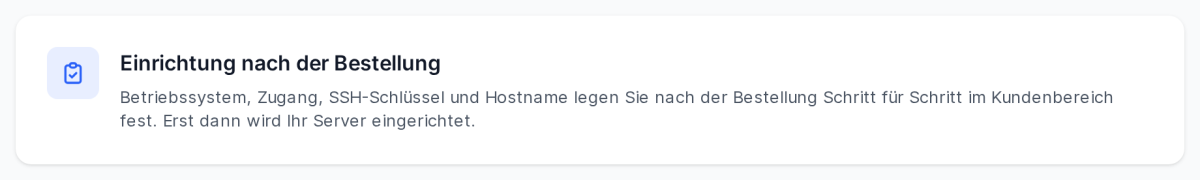 Hinweis im Shop: Einrichtung nach der Bestellung im Kundenbereich