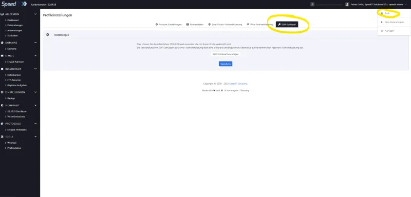 KeyHelp - Add an SSH key