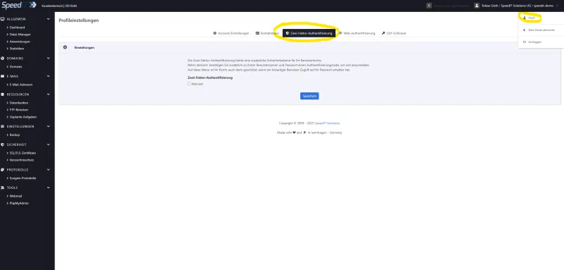 KeyHelp - Setting up two-factor authentication via an app/authenticator