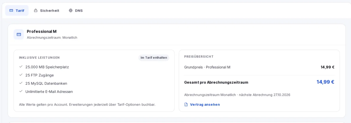Reiter Tarif im Webhosting mit aktuellem Paket, Leistungen und Preisübersicht