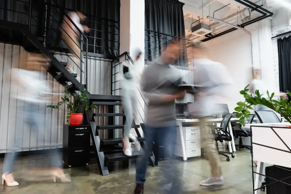 People on the move in a modern office