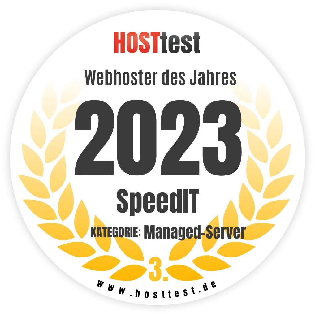 Webhoster des Jahres 2023 - SpeedIT Solutions - Managed Server - Platz 3