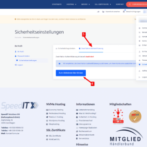 Zwei Faktor Validierung - Einstellungen Zwei Faktor Validierung - Aktivieren