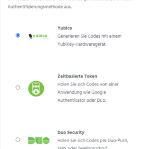 Zwei Faktor Validierung - Optionen Zwei Faktor Validierung - Optionen
